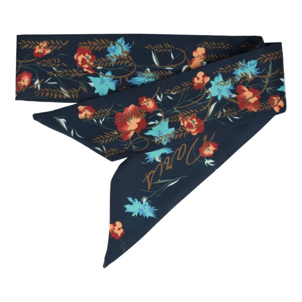 haarsjaaltje print_3 Haarband Haarsjaaltje 95cm - Bloemen Print - Donkerblauw