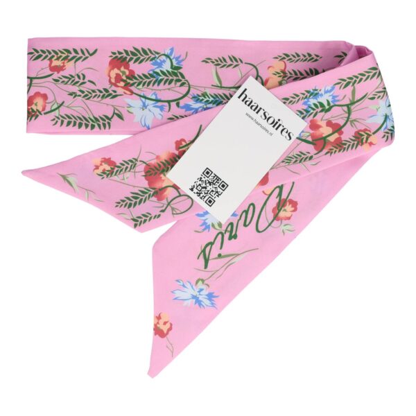 haarsjaaltje print_6 Haarband Haarsjaaltje 95cm - Bloemen Print - Roze