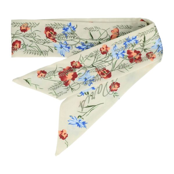 haarsjaaltje print_7 Haarband Haarsjaaltje 95cm - Bloemen Print - Creme