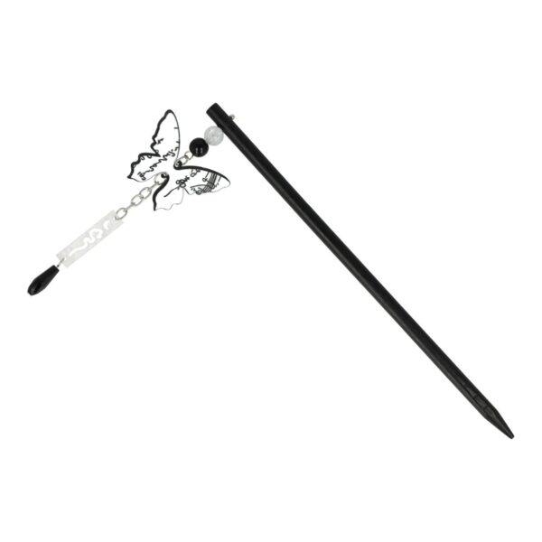 Haarspeld Haarpin 18cm - Haarstokje - Vlinder Ketting Kralen - Zwart