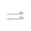 schuifspeldje bloem parel_8 Haarspeld Schuifspeldjes 6cm - Bloem Parel Strass 6cm - Zilver - Set van 2