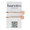 Haarspeld Schuifspeldjes 6cm - Roos Bloem Strass 6cm - Koper - Set van 2