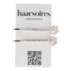 schuifspeldje roos bloem strass steentjes_8 Haarspeld Schuifspeldjes 6cm - Roos Bloem Strass 6cm - Zilver - Set van 2