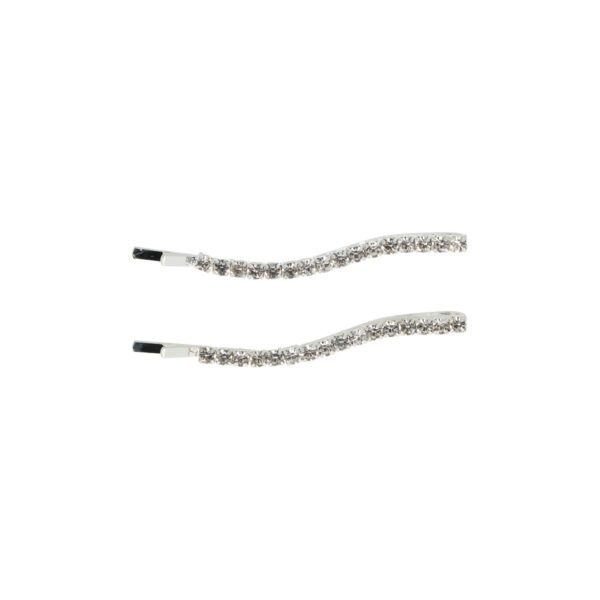 schuifspeldjes wave strass zilver_1 Haarspeld Schuifspeldjes 5cm - Wave Vorm - Strass Steentjes - Zilver - Set van 2