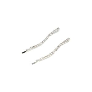 Haarspeld Schuifspeldjes 5cm - Wave Vorm - Strass Steentjes - Zilver - Set van 2