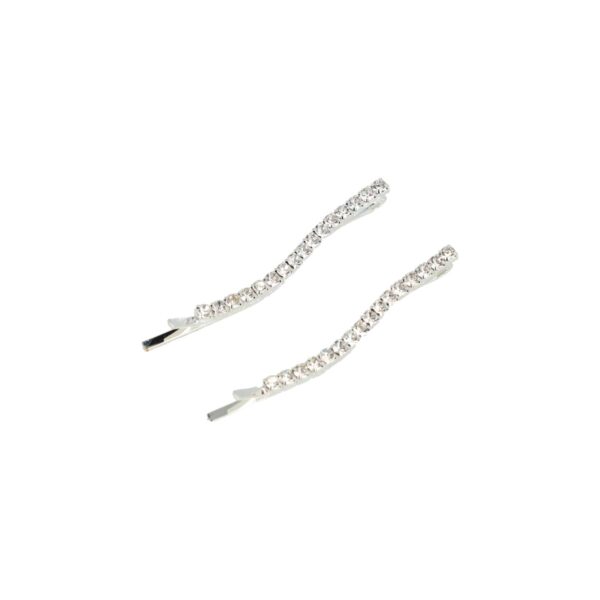 schuifspeldjes wave strass zilver_2 Haarspeld Schuifspeldjes 5cm - Wave Vorm - Strass Steentjes - Zilver - Set van 2