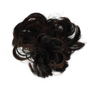 Haarelastiek Scrunchie – Imitatiehaar – Zwart Donkerbruin