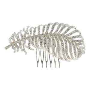 Haarspeld Sierkam Opsteekkam 10cm - Bladvorm - Strass Steentjes - Metaal - Zilver