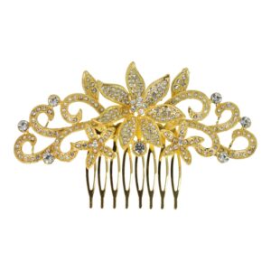 Haarspeld Sierkam Opsteekkam 11cm - Bloemvorm - Strass Steentjes - Metaal - Goud