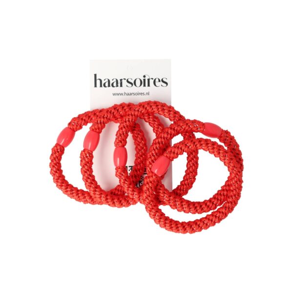 Haarelastieken basic - Hair Tie - Rood - Set van 5