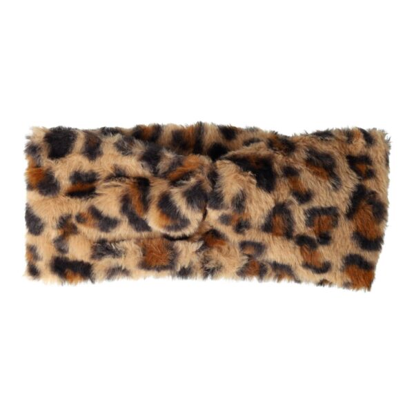 Haarband Twist 12cm – Panter Print – Teddy Imitatiebont Stof – Zwart Licht Bruin
