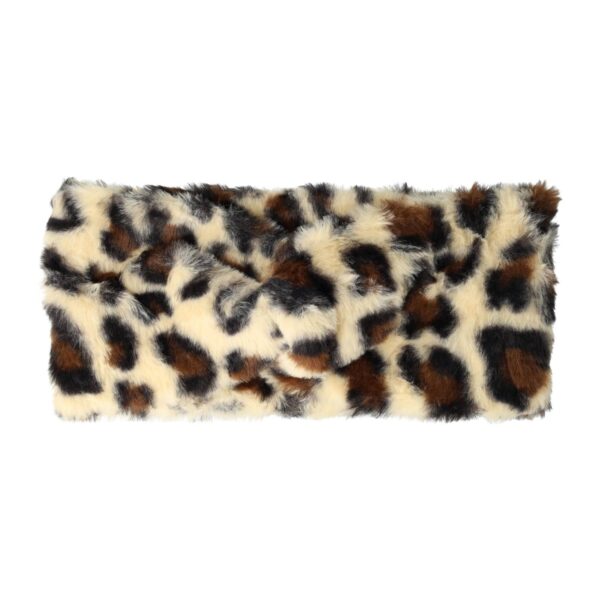 Haarband Twist 12cm – Panter Print – Teddy Imitatiebont Stof – Zwart Bruin Beige
