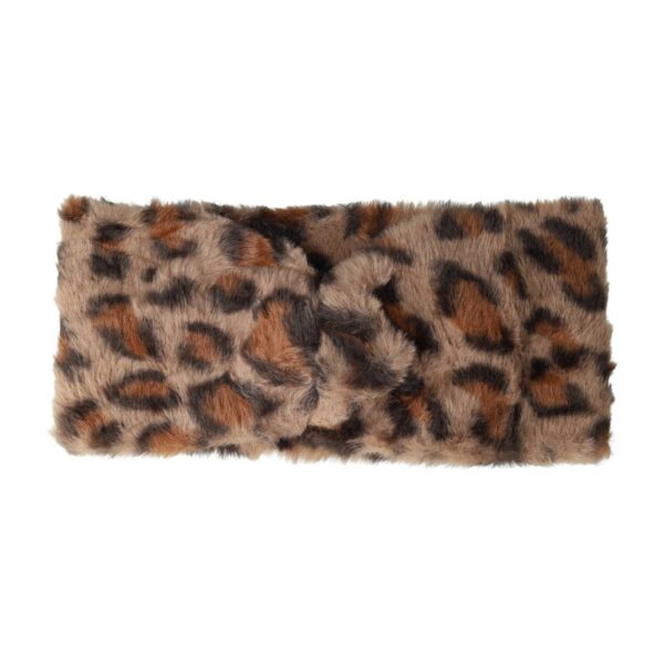 Haarband Twist 12cm – Panter Print – Teddy Imitatiebont Stof – Zwart Bruin