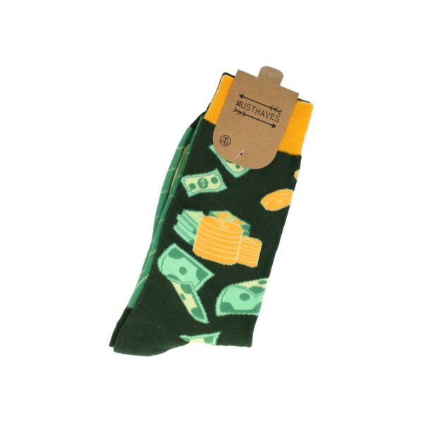 Sokken - Dollar Geld Print - Groen Geel - Katoen - Maat 38-45