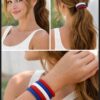 Haarelastieken Basic - Endless Armband - Rood Wit Blauw  - Set van 6