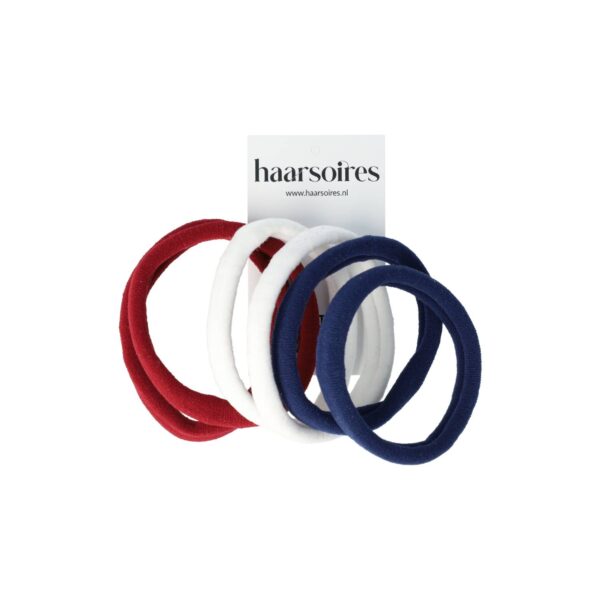Haarelastieken Basic - Endless Armband - Rood Wit Blauw  - Set van 6