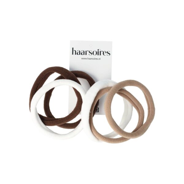 Haarelastieken Basic - Endless Armband - Bruin Wit  - Set van 6