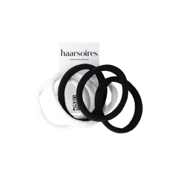 Haarelastieken Basic - Endless Armband - Zwart Wit  - Set van 6