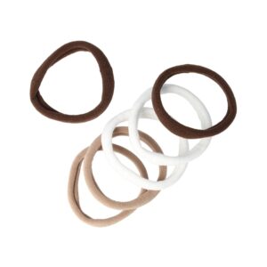 Haarelastieken Basic - Endless Armband - Bruin Wit  - Set van 6