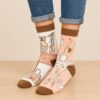 sokken-ballerina Sokken - Ballerina Ballet Print - Roze - Katoen - Maat 38-45
