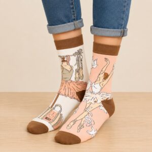 sokken-ballerina Sokken - Ballerina Ballet Print - Roze - Katoen - Maat 38-45