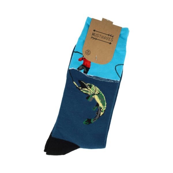 Sokken - Hengelsport Vissen Print - Blauw - Katoen - Maat 38-45