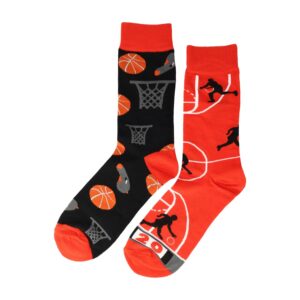 Sokken - Basketball Print - Zwart Oranje - Katoen - Maat 38-45