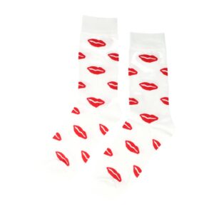 Sokken - Kus Mond Print - Wit Rood - Katoen - Maat 38-45
