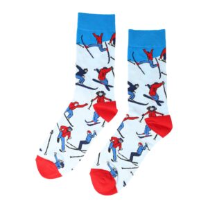 Sokken - Wintersport Skieen Print - Blauw Rood - Katoen - Maat 38-45