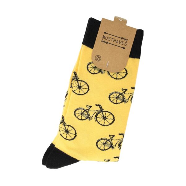 Sokken - Fiets Print - Geel Zwart - Katoen - Maat 38-45