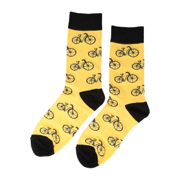 Sokken - Fiets Print - Geel Zwart - Katoen - Maat 38-45