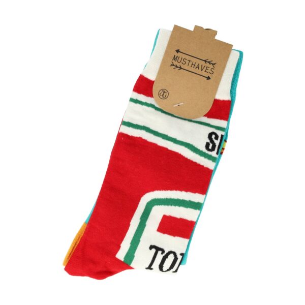 Sokken - Friet Ketchup Print - Geel Bruin Groen - Katoen - Maat 38-45