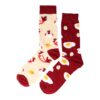 Sokken - Kip Ei Print - Rood Beige Wit - Katoen - Maat 38-45
