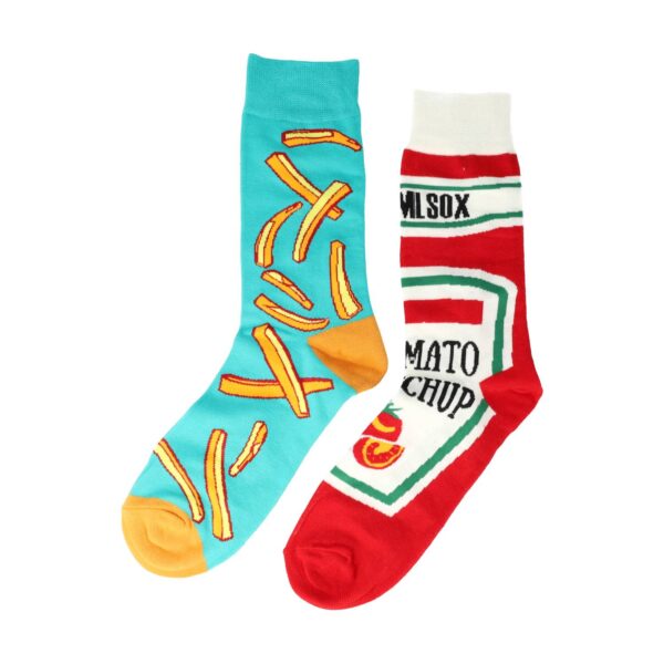 Sokken - Friet Ketchup Print - Geel Bruin Groen - Katoen - Maat 38-45