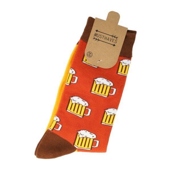 Sokken - Bier Print - Bruin Geel - Katoen - Maat 38-45