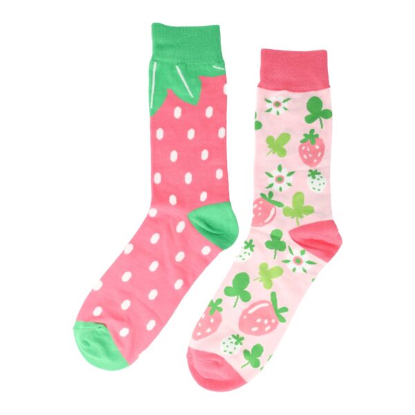 Sokken - Aarbeien Fruit Print - Roze Groen - Katoen - Maat 38-45