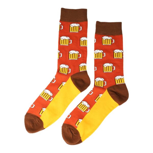 Sokken - Bier Print - Bruin Geel - Katoen - Maat 38-45