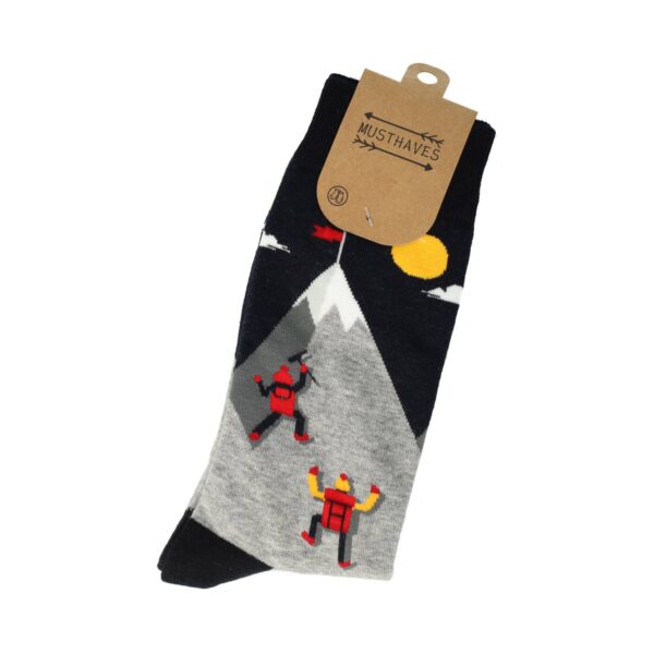 Sokken - Bergbeklimmen Print - Zwart Grijs - Katoen - Maat 38-45