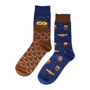 Sokken - Uil Nachtdier Print - Blauw Bruin - Katoen - Maat 38-45