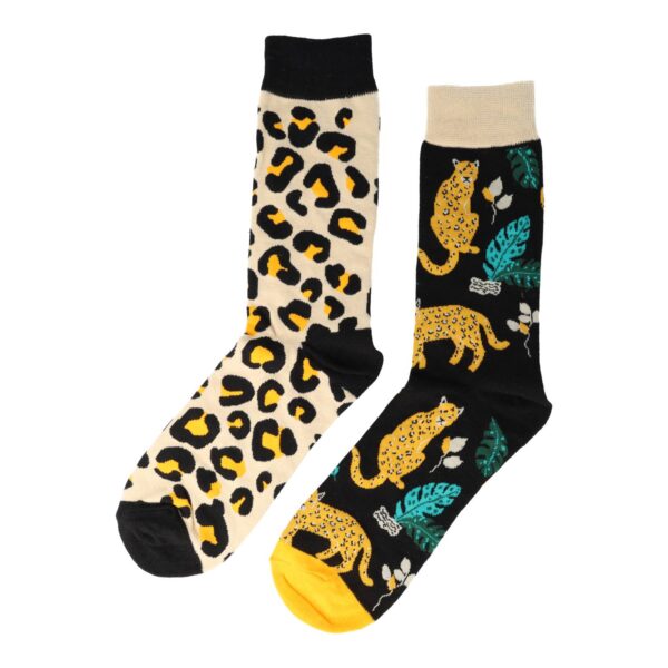 Sokken - Luipaard Print - Zwart Geel Beige - Katoen - Maat 38-45