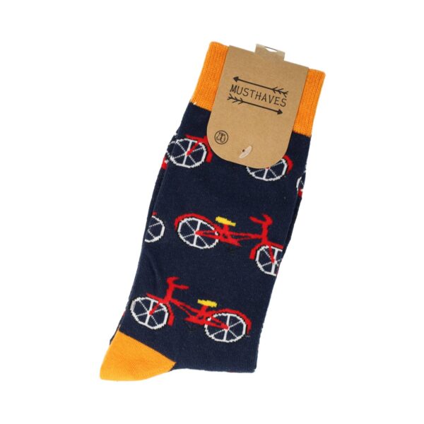 Sokken - Fiets Print - Blauw Oranje - Katoen - Maat 38-45