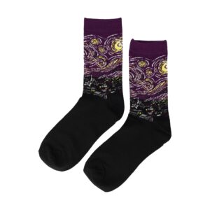 Sokken - Sterrennacht Print - Zwart Paars - Katoen - Maat 36-41