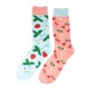 Sokken - Aardbeien Print - Blauw Roze Rood - Katoen - Maat 38-45