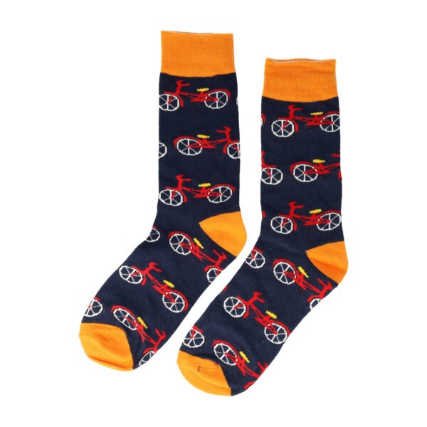 sokken sterrennacht aarbeien fiets bloemen_7 Sokken - Fiets Print - Blauw Oranje - Katoen - Maat 38-45