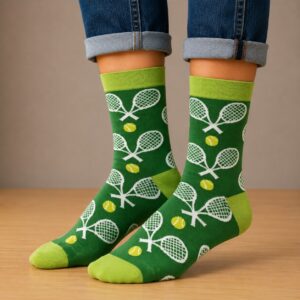sokken-tennis-groen Sokken - Tennis Print - Groen - Katoen - Maat 38-45
