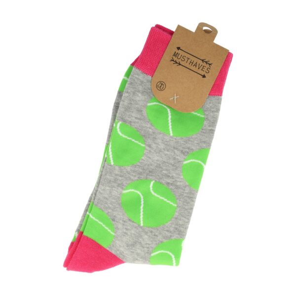 Sokken - Tennis Ballen Print - Groen Grijs Roze - Katoen - Maat 38-45