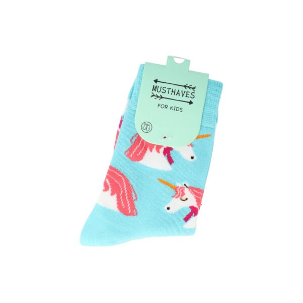 Sokken - Eenhoorn Print - Kids - Blauw Roze Wit - Katoen - Maat 33-35