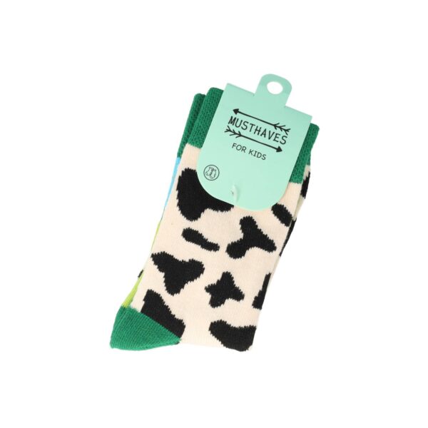 Sokken - Boerderij Koe Print - Kids - Groen Wit Zwart - Katoen - Maat 33-35