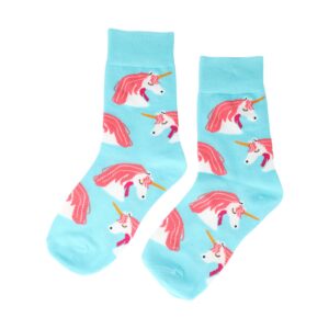 Sokken - Eenhoorn Print - Kids - Blauw Roze Wit - Katoen - Maat 33-35