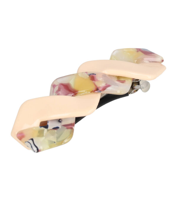 Haarspeld Patentspeld Zigzag 10cm – Marmer Patroon – Anti-slip – Roze Creme Multicolor